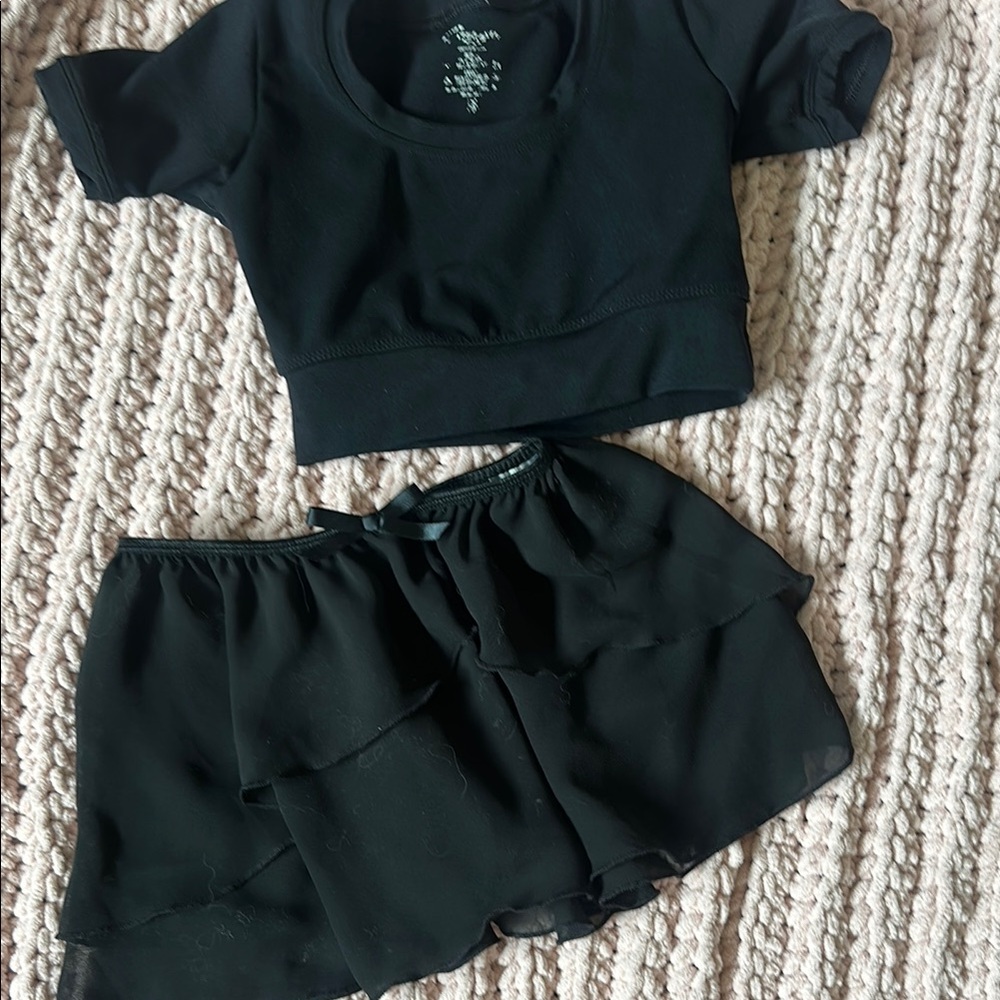 Dance Black Crop Top and Skirt Set